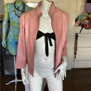 OSCAR PIEL blush leather jacket